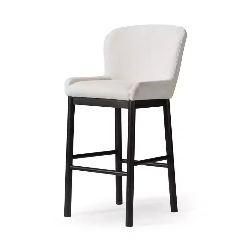 31" Wingback Bar Stool with Fabric Upholstery — Solid Wood Frame