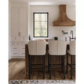 31" Wingback Bar Stool with Fabric Upholstery — Solid Wood Frame