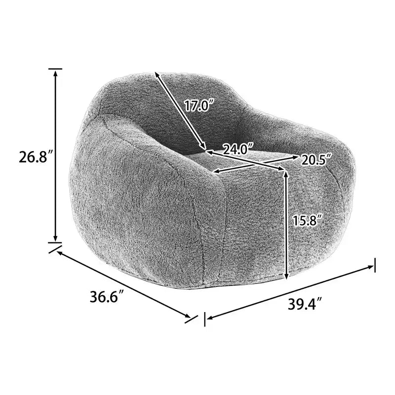 Giant Bean Bag Chair with Armrest — Faux Fur & Memory Foam, Pre-Filled