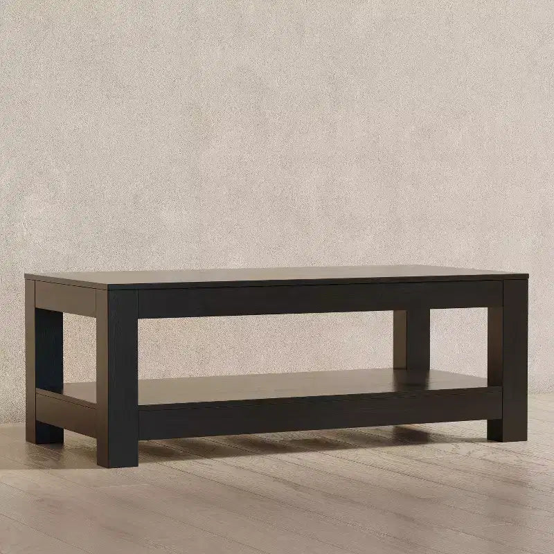 Wooden Coffee Table 48"x24" with Open Shelf — Handcrafted Solid Wood