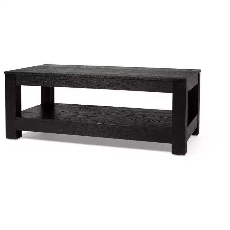 Wooden Coffee Table 48"x24" with Open Shelf — Handcrafted Solid Wood