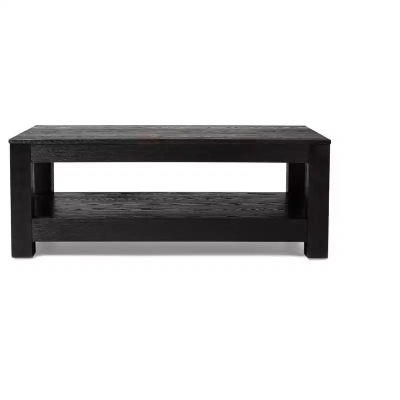 Wooden Coffee Table 48"x24" with Open Shelf — Handcrafted Solid Wood