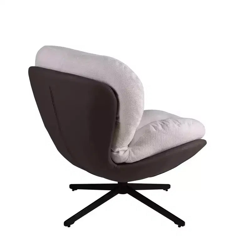 Modern Swivel Accent Chair with Chenille & Faux Leather — Metal Base, Small Spaces
