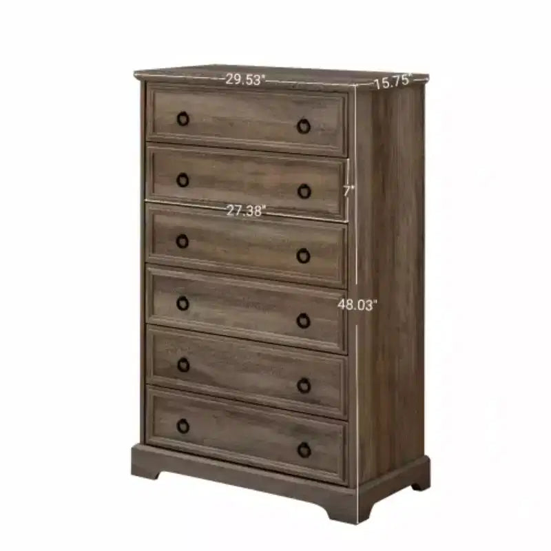 Modern 6 Drawer Dresser, Dressers for Bedroom, Tall Chest of Drawers Closet Organizers & Storage Clothes - Easy Pull Handle