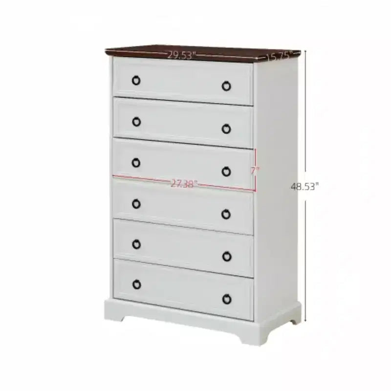 Modern 6 Drawer Dresser, Dressers for Bedroom, Tall Chest of Drawers Closet Organizers & Storage Clothes - Easy Pull Handle