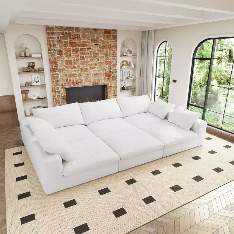 6-Seat Modular Cloud Sofa with Feather Fill — 120" L-Shape Sofa Bed