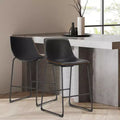 Adjustable Height Armless Barstool with Ergonomic Backrest & Footrest — PU Leather