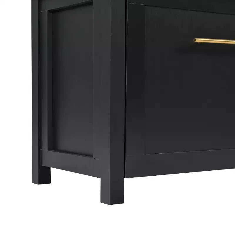 4-in-1 Hall Tree with 6 Gold Hooks, Wood Grain Bench & Shoe Cabinet Storage