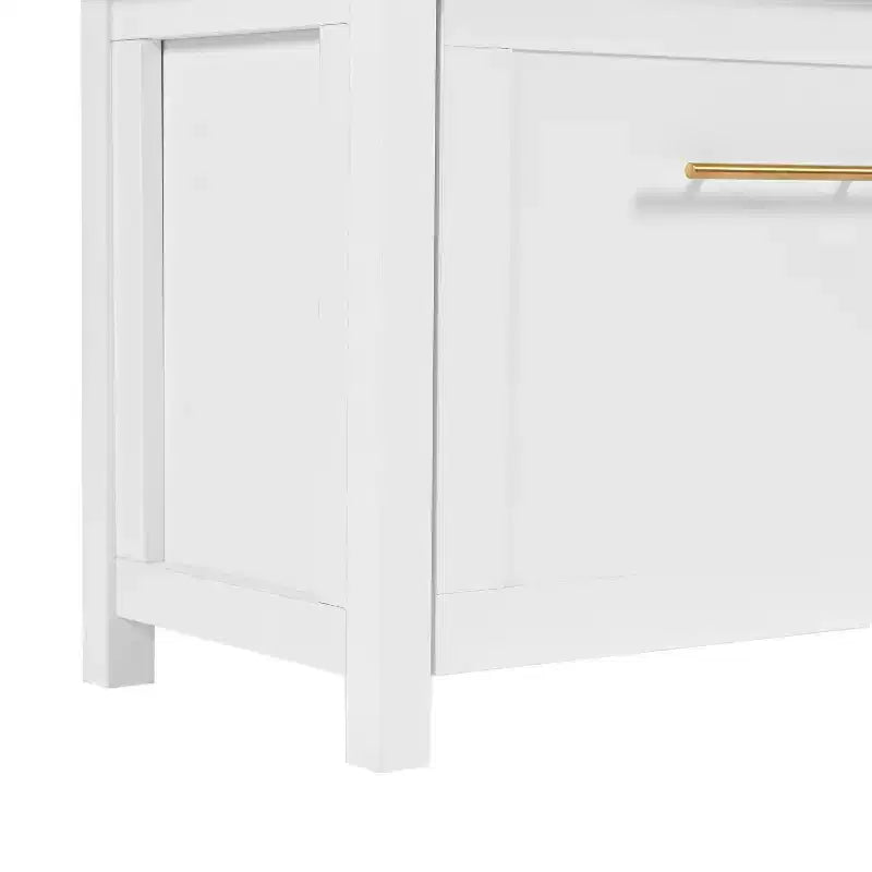 4-in-1 Hall Tree with 6 Gold Hooks, Wood Grain Bench & Shoe Cabinet Storage