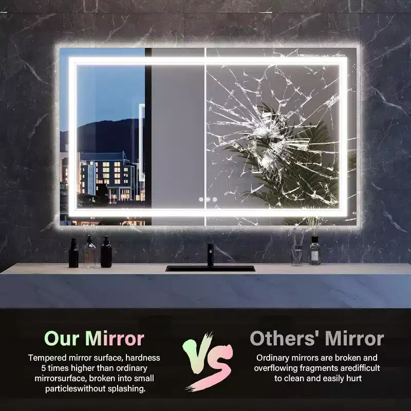 Bathroom Vanity Mirror with Color-Changing Backlight & Adjustable Front Light, Anti-Fog & Memory Function