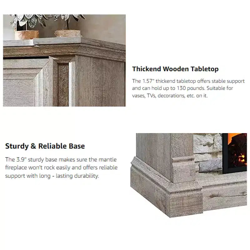 52" Fireplace TV Stand with Hidden Flip-Top Storage, Remote Control & 3D Flame Effect