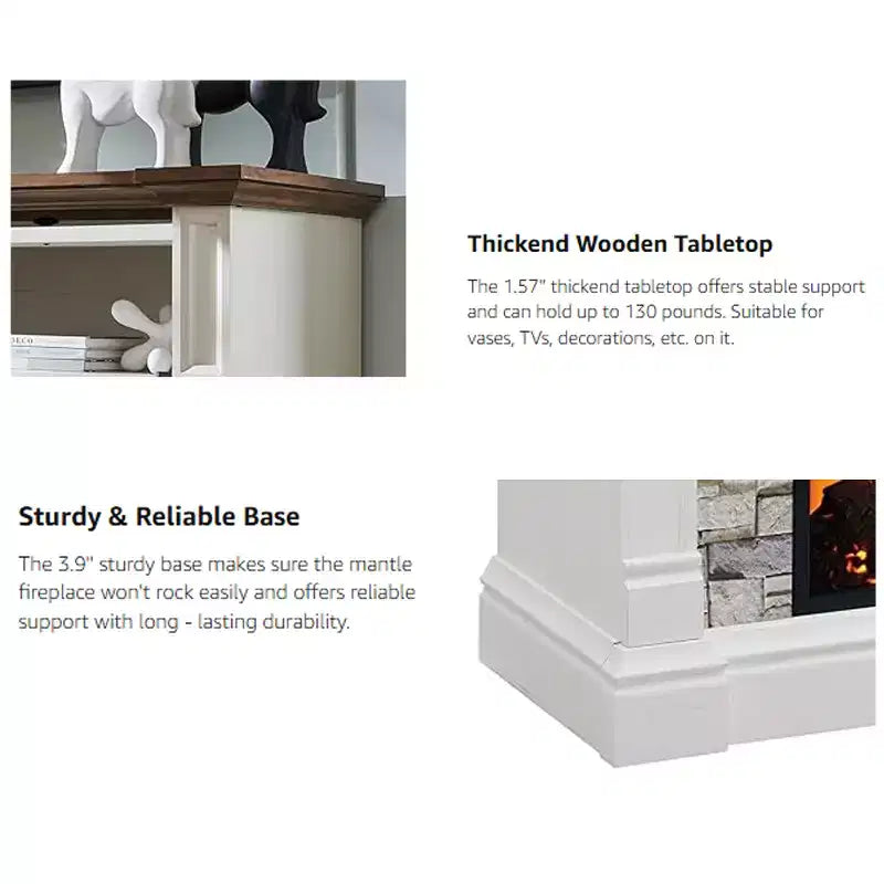52" Fireplace TV Stand with Hidden Flip-Top Storage, Remote Control & 3D Flame Effect