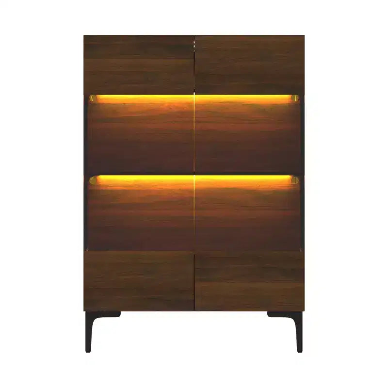 Contemporary Display Cabinet with Warm LED Light & Glass Front — Multifunctional Bookcase
