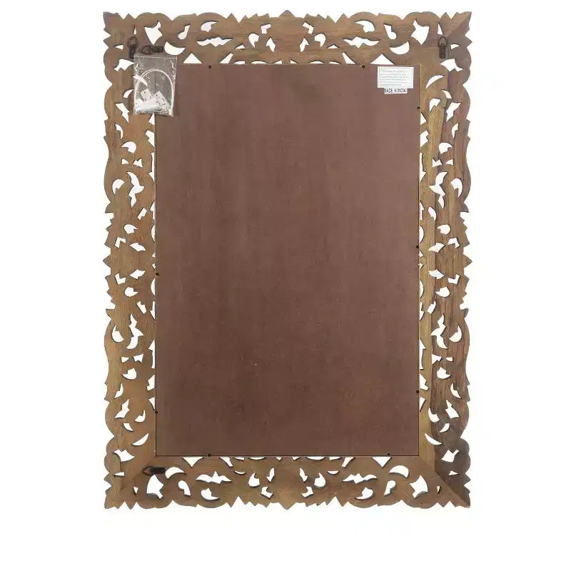 47" Black Floral Carved Solid Wood Framed Accent Mirror