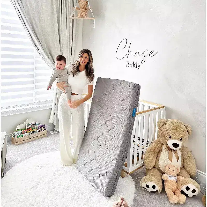 2-Stage Mini Crib Mattress — Breathable, Washable & Hypoallergenic, Sky Blue