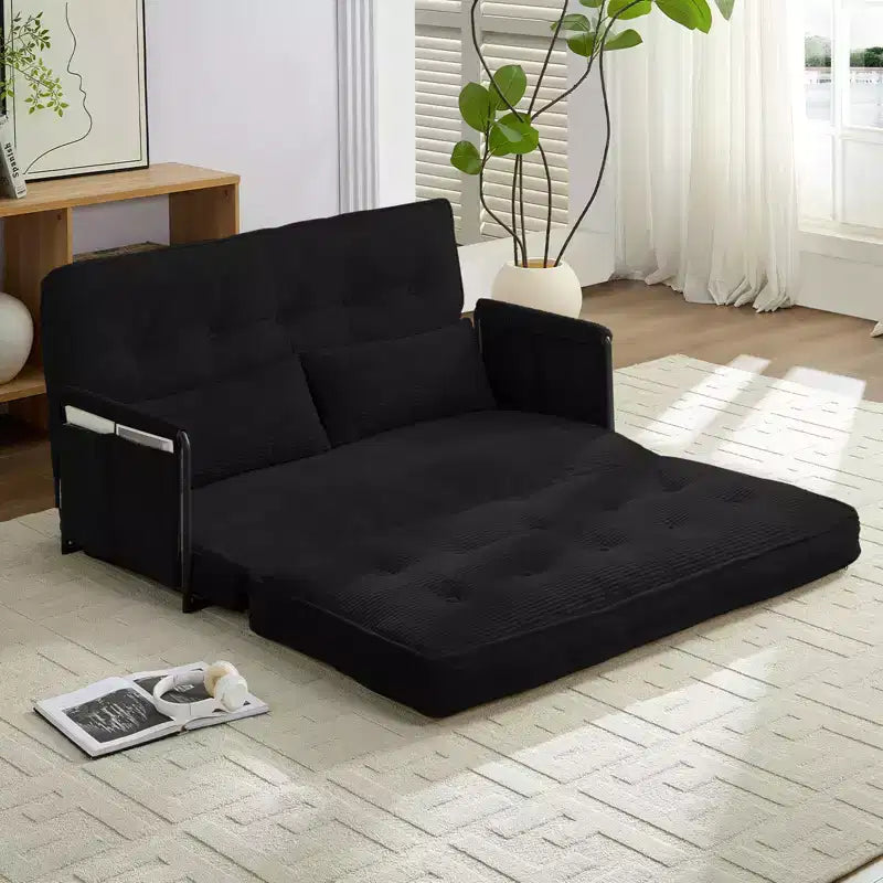 Foldable Loveseat Sofa Bed with 6-Position Adjustable Backrest and Pillows