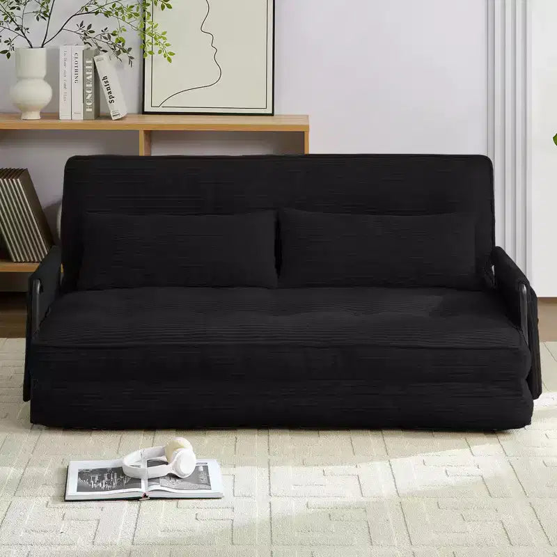 Foldable Loveseat Sofa Bed with 6-Position Adjustable Backrest and Pillows