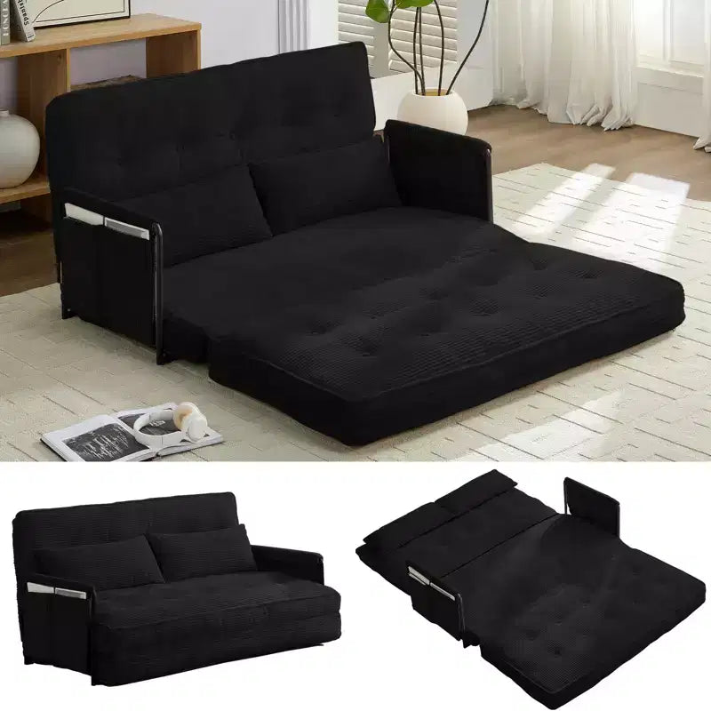 Foldable Loveseat Sofa Bed with 6-Position Adjustable Backrest and Pillows