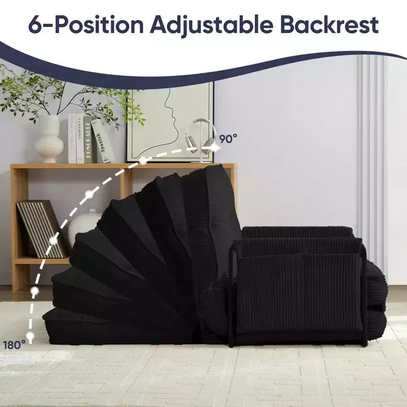 Foldable Loveseat Sofa Bed with 6-Position Adjustable Backrest and Pillows