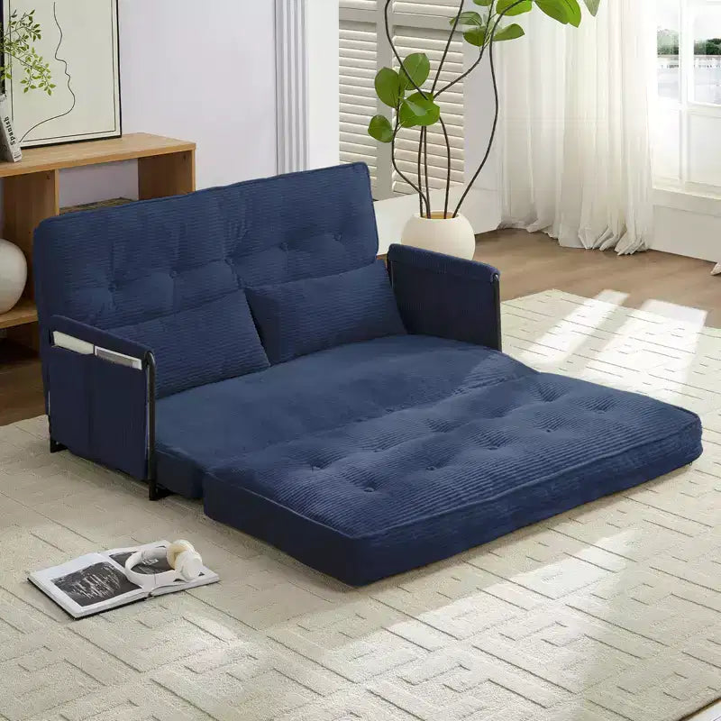 Foldable Loveseat Sofa Bed with 6-Position Adjustable Backrest and Pillows