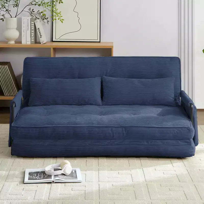 Foldable Loveseat Sofa Bed with 6-Position Adjustable Backrest and Pillows