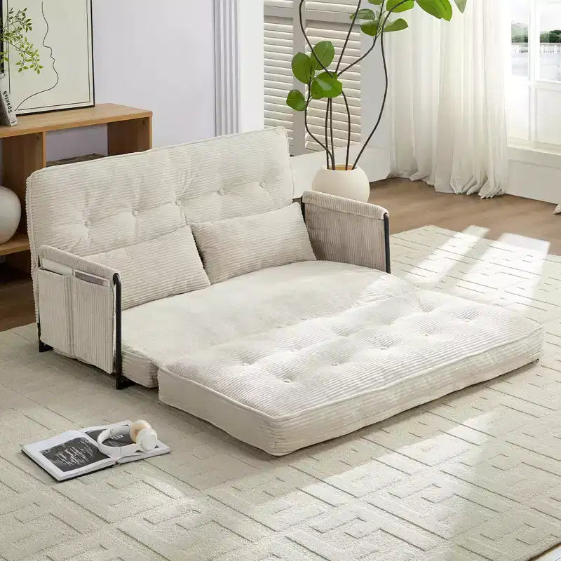 Foldable Loveseat Sofa Bed with 6-Position Adjustable Backrest and Pillows
