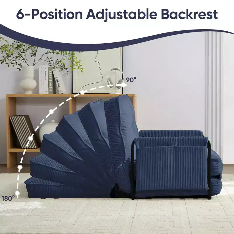 Foldable Loveseat Sofa Bed with 6-Position Adjustable Backrest and Pillows