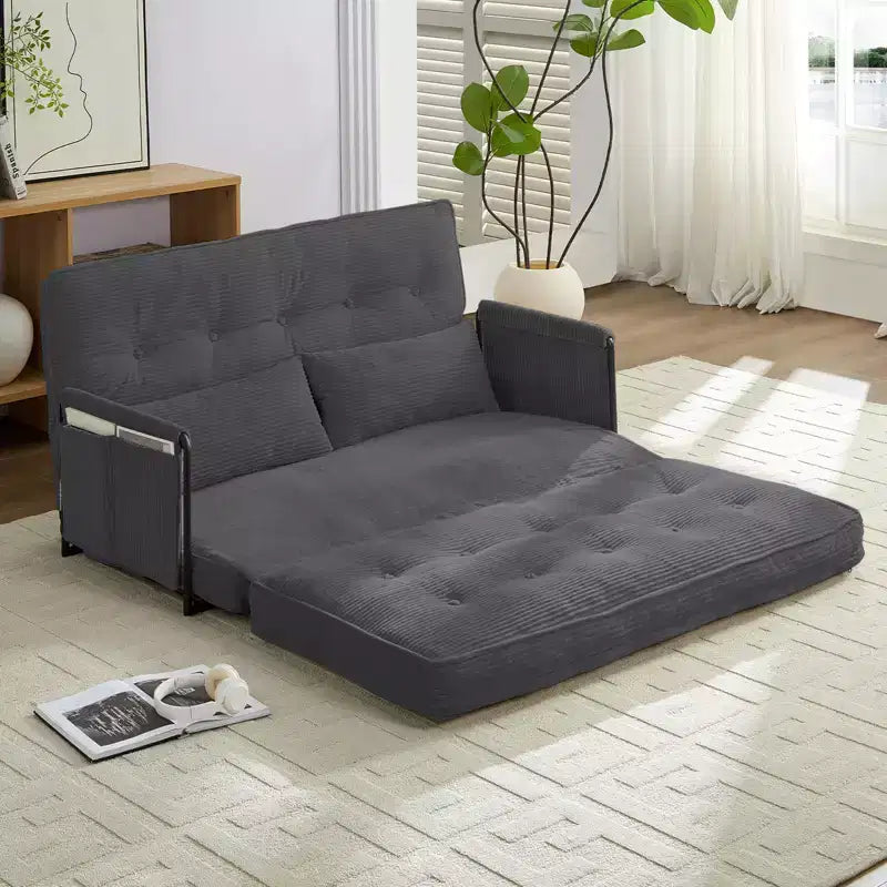 Foldable Loveseat Sofa Bed with 6-Position Adjustable Backrest and Pillows