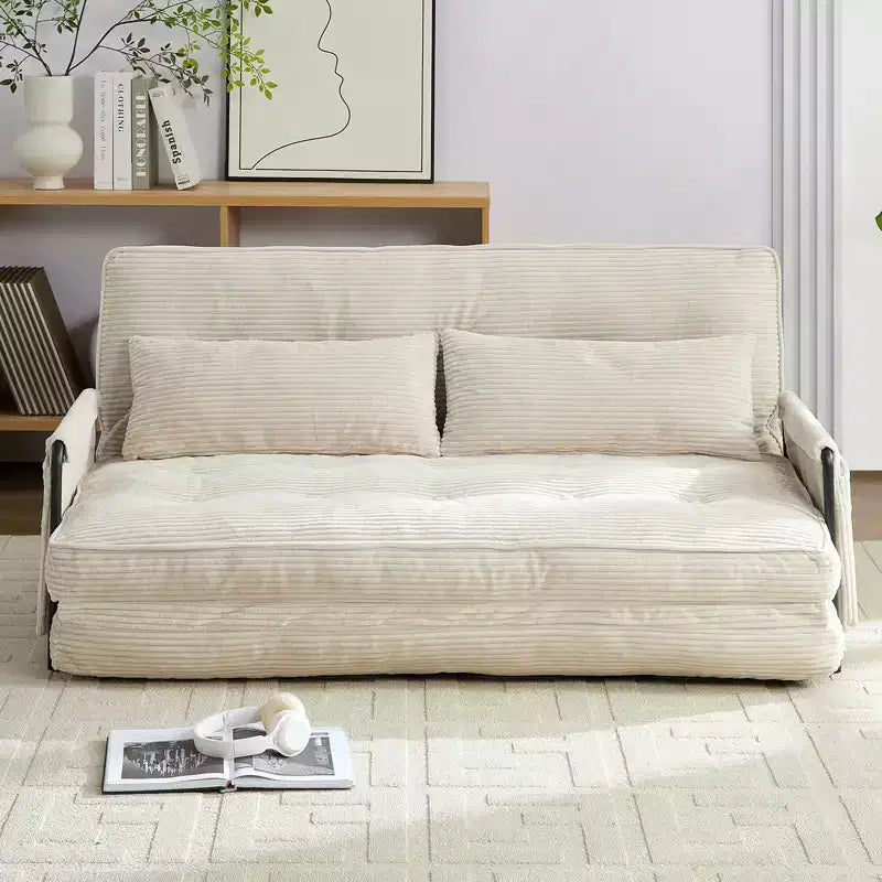 Foldable Loveseat Sofa Bed with 6-Position Adjustable Backrest and Pillows