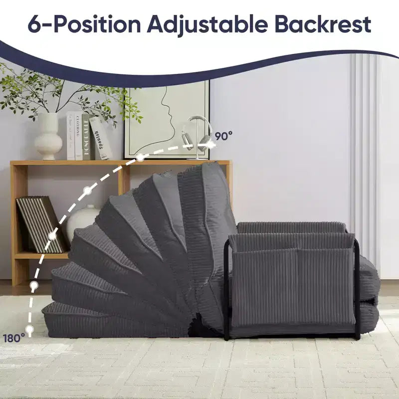 Foldable Loveseat Sofa Bed with 6-Position Adjustable Backrest and Pillows