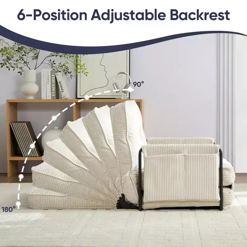 Foldable Loveseat Sofa Bed with 6-Position Adjustable Backrest and Pillows