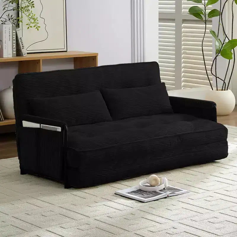 Foldable Loveseat Sofa Bed with 6-Position Adjustable Backrest and Pillows