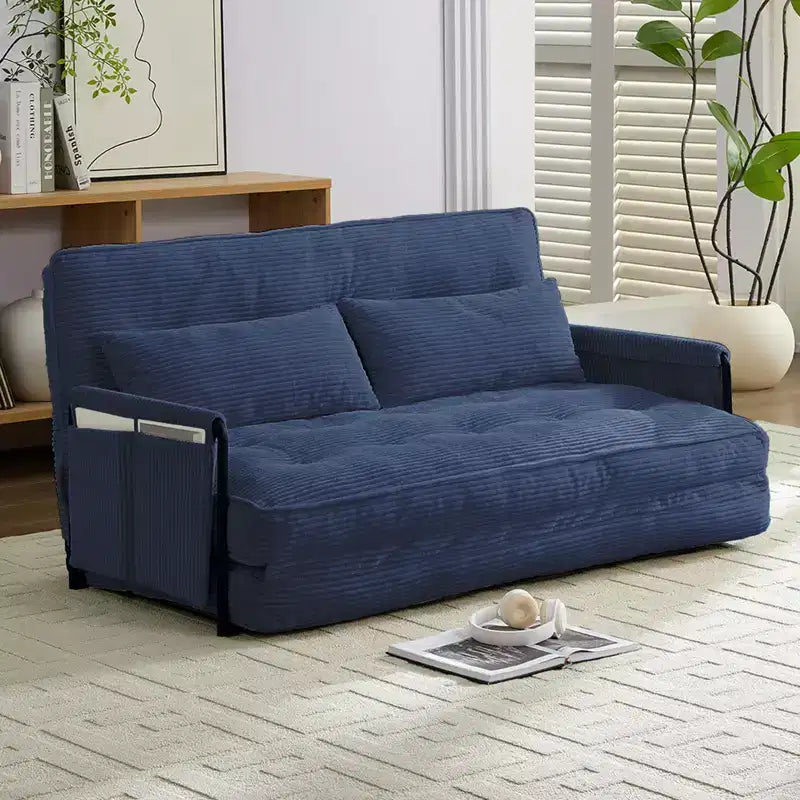 Foldable Loveseat Sofa Bed with 6-Position Adjustable Backrest and Pillows