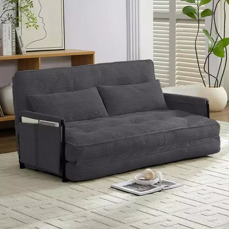 Foldable Loveseat Sofa Bed with 6-Position Adjustable Backrest and Pillows