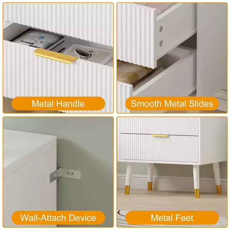 3-Drawer Dresser with Metal Handles and Legs — Modern Minimalist Storage Chest