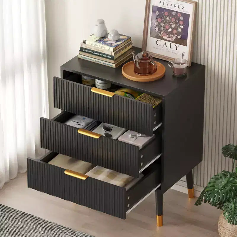 3-Drawer Dresser with Metal Handles and Legs — Modern Minimalist Storage Chest