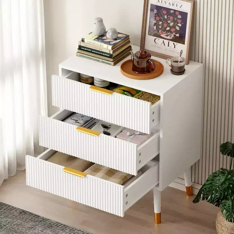 3-Drawer Dresser with Metal Handles and Legs — Modern Minimalist Storage Chest