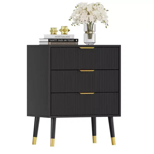 3 Drawer Dresser With Storage, 28.523.615.4 Chest of Drawers With Metal Handles, Modern Minimalist Nightstand With Metal Legs, Organizer Cabine