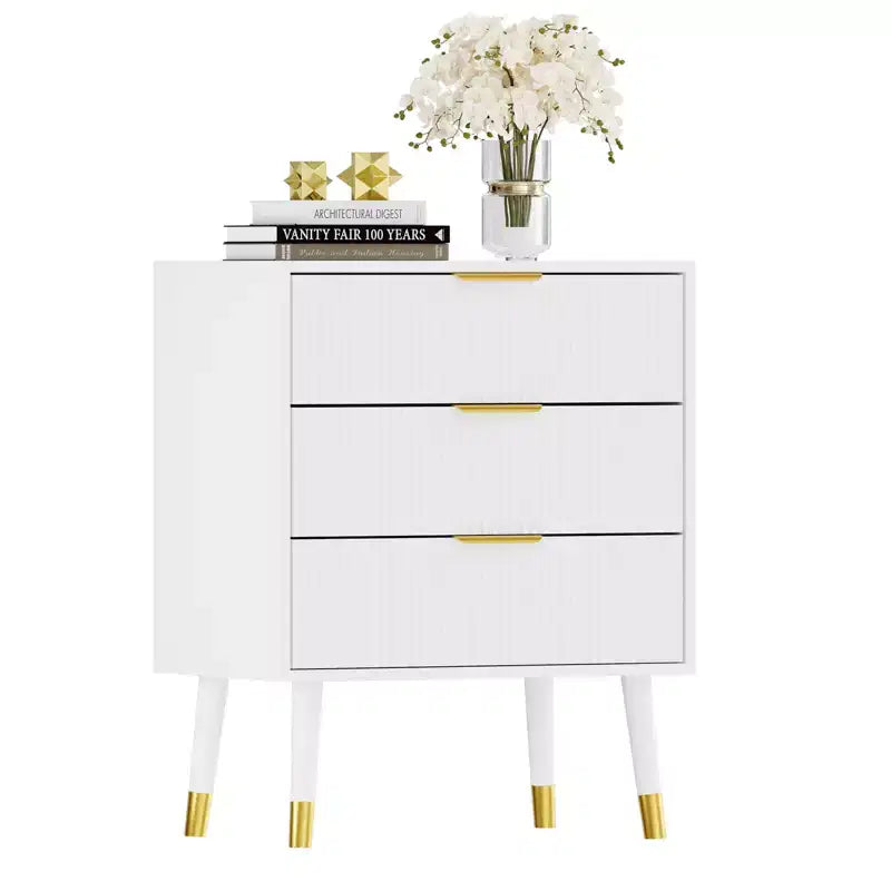 3-Drawer Dresser with Metal Handles and Legs — Modern Minimalist Storage Chest