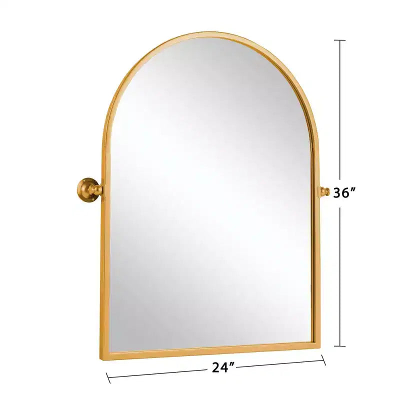 Miroir mural décoratif à cadre en métal doré, arche à angle droit, 36 x 24 x 2