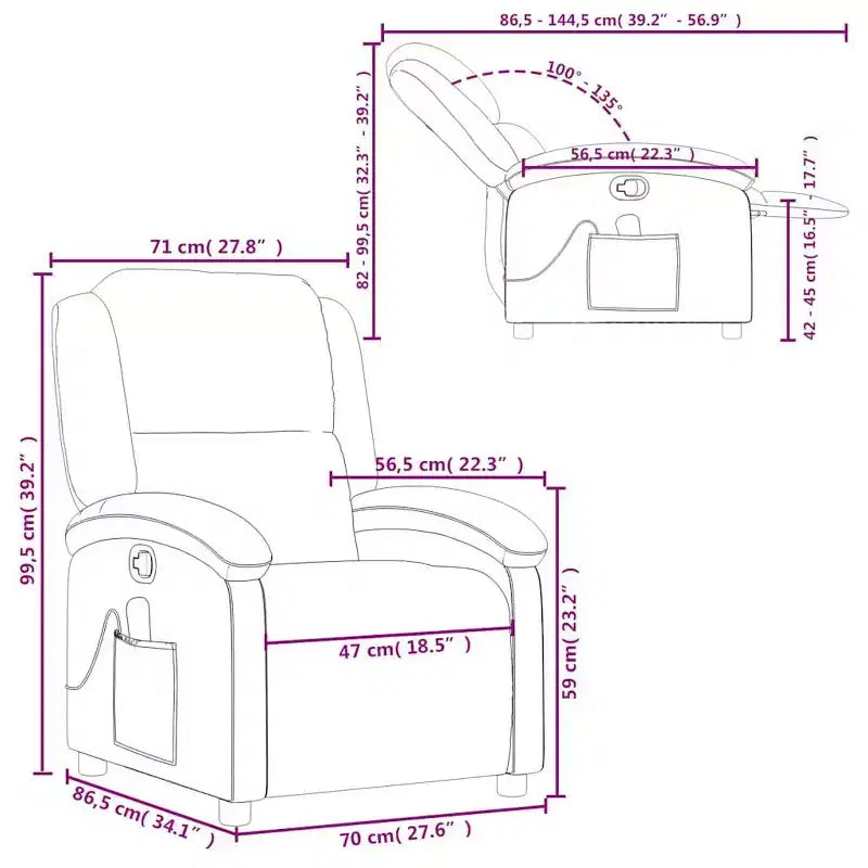 Fauteuil de massage inclinable noir - Dossier et repose-pieds réglables pour une relaxation optimale
