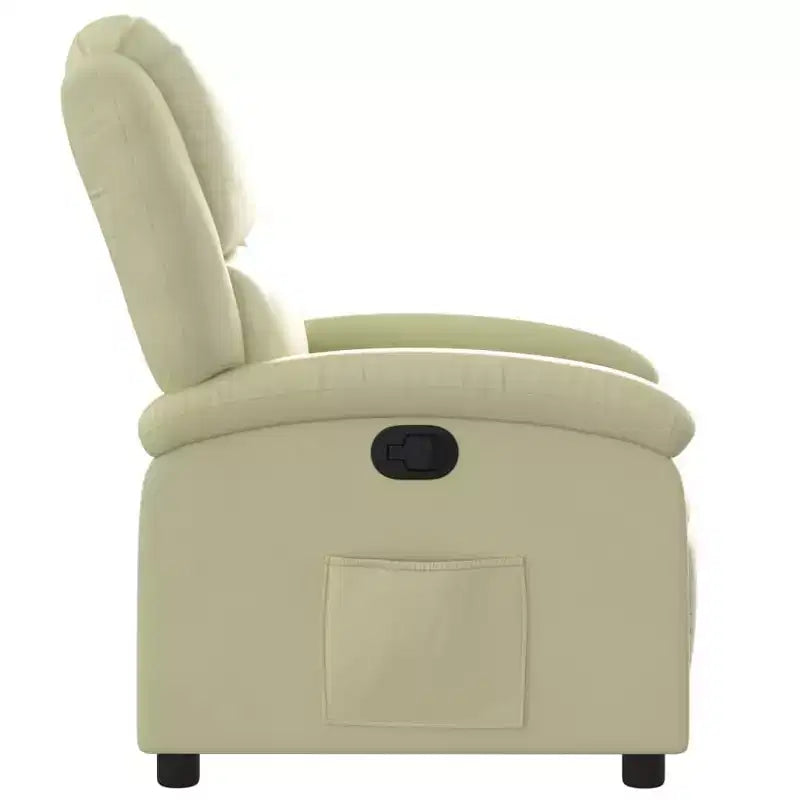 Fauteuil inclinable à dossier haut, en cuir véritable, manuel, sans massage - Crème
