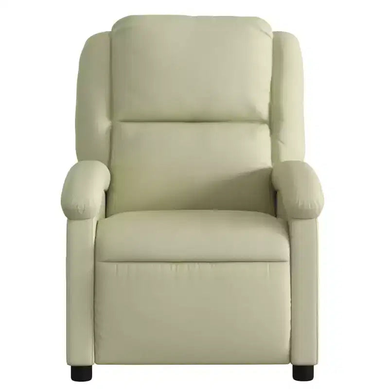 Fauteuil inclinable à dossier haut, en cuir véritable, manuel, sans massage - Crème