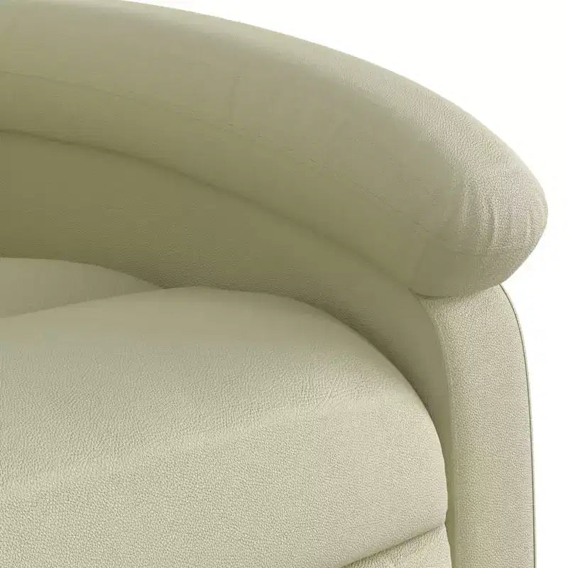 Fauteuil inclinable à dossier haut, en cuir véritable, manuel, sans massage - Crème