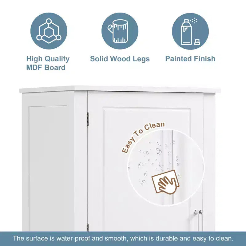 Modern Freestanding Bathroom Storage Cabinet with 2 Drawers and Adjustable Shelf
