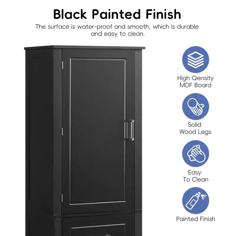 Modern Freestanding Bathroom Storage Cabinet with 2 Drawers and Adjustable Shelf