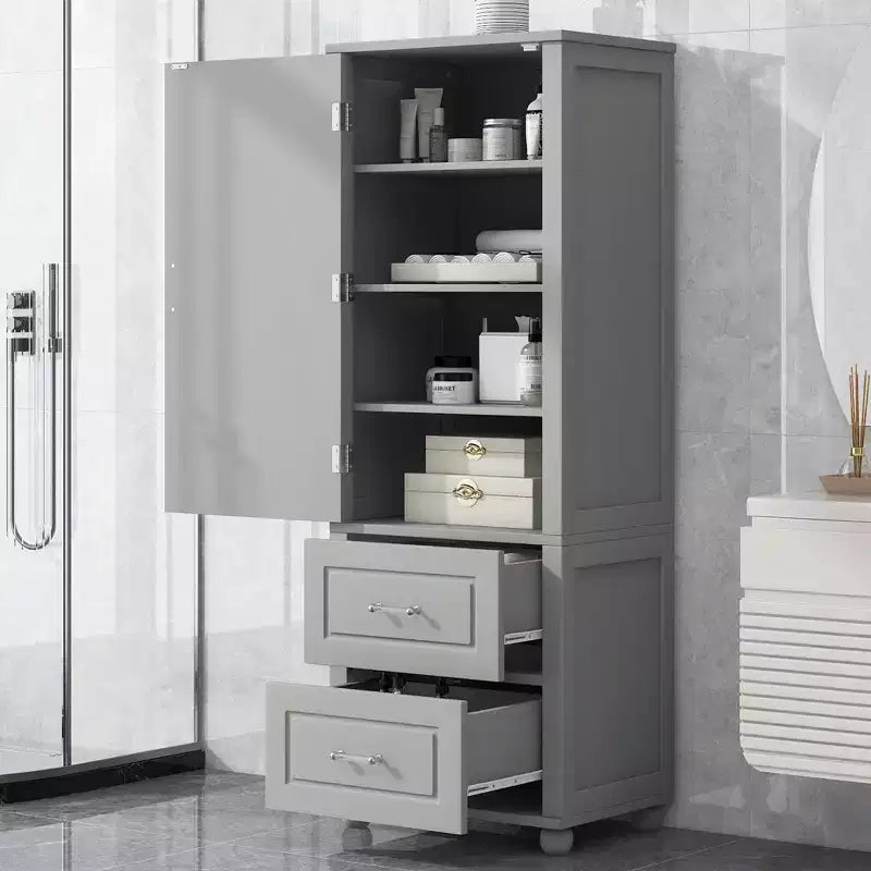 Modern Freestanding Bathroom Storage Cabinet with 2 Drawers and Adjustable Shelf
