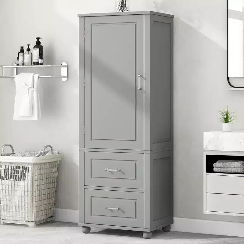 Modern Freestanding Bathroom Storage Cabinet with 2 Drawers and Adjustable Shelf