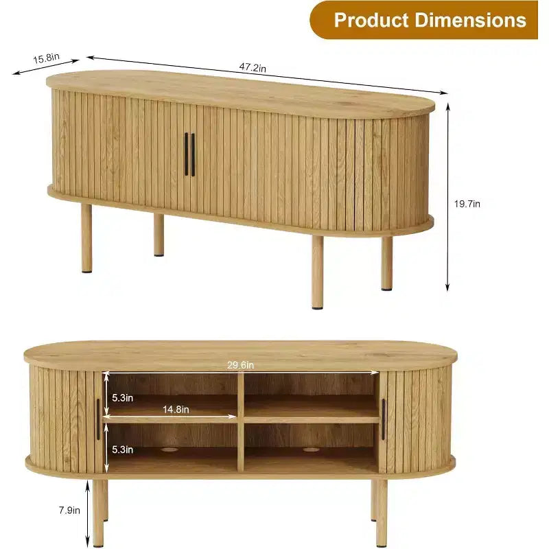 Meuble TV de 120 cm, Meuble TV Moderne avec Portes Coulissantes et Rangement, pour Salon et Chambre