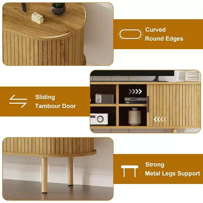 Meuble TV de 120 cm, Meuble TV Moderne avec Portes Coulissantes et Rangement, pour Salon et Chambre